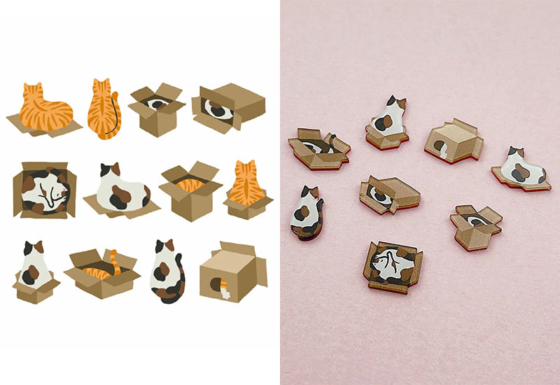 日日野餐 紙箱貓貓別針(多款可選)